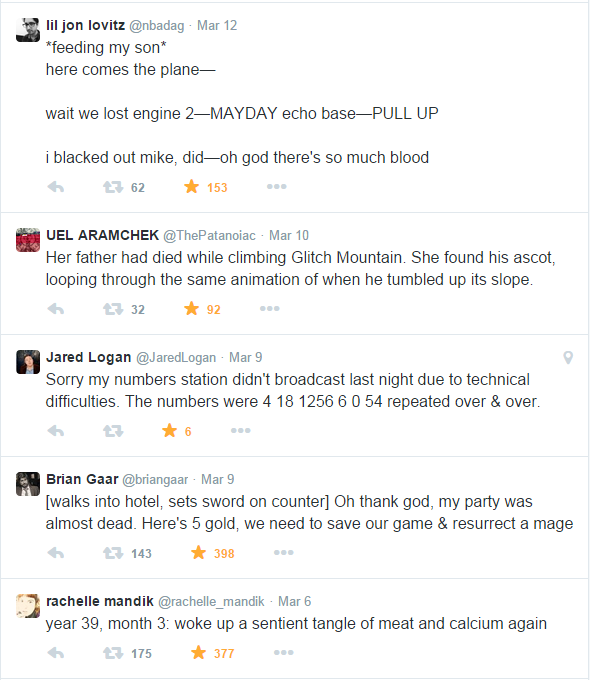 screen shot of several tweets